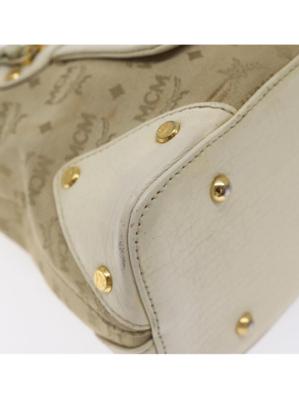 Authentic MCM Vicetos Logogram Shoulder Bag Canvas Beige Gold - Picture 4 of 16